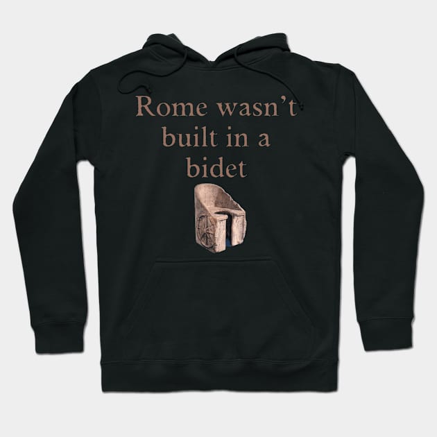 Rome wasn't built in a bidet Hoodie by Dizgraceland